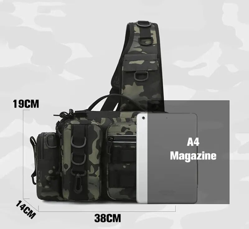 Mochila Táctica de Pesca Multifuncional con Soporte para Caña
